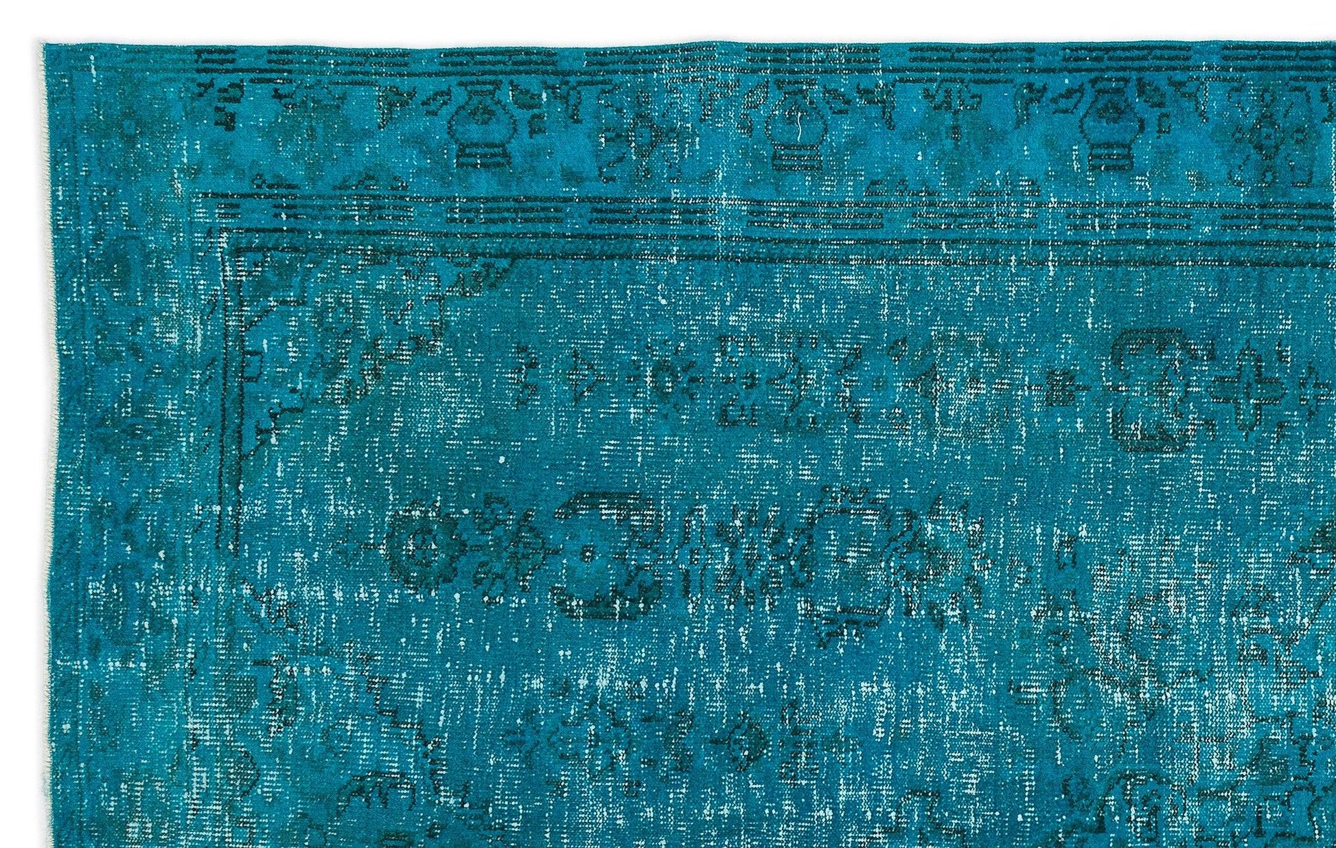 Beyaz Krem Bohem Eskitme Yün Halı 184x301