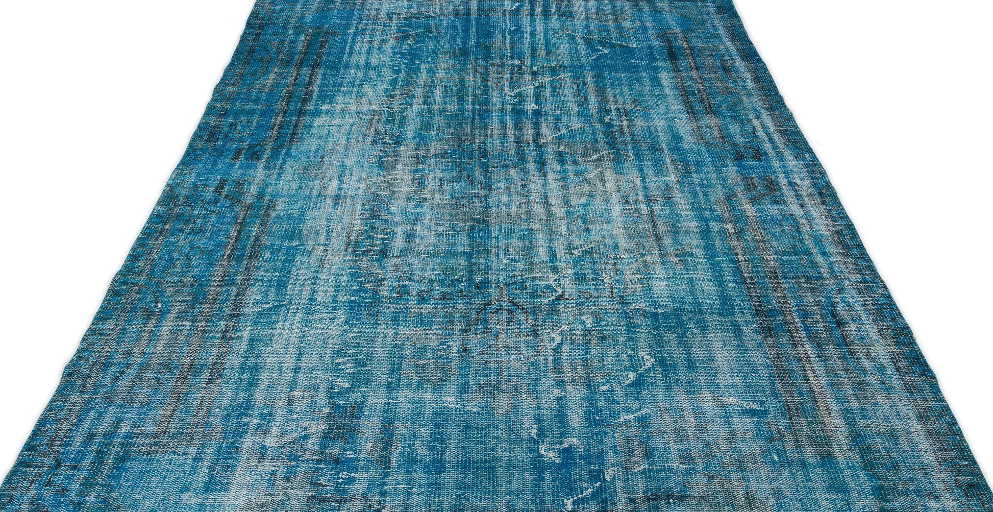 Beyaz Gri Eskitme Madalyonlu Yün Halı 170x285