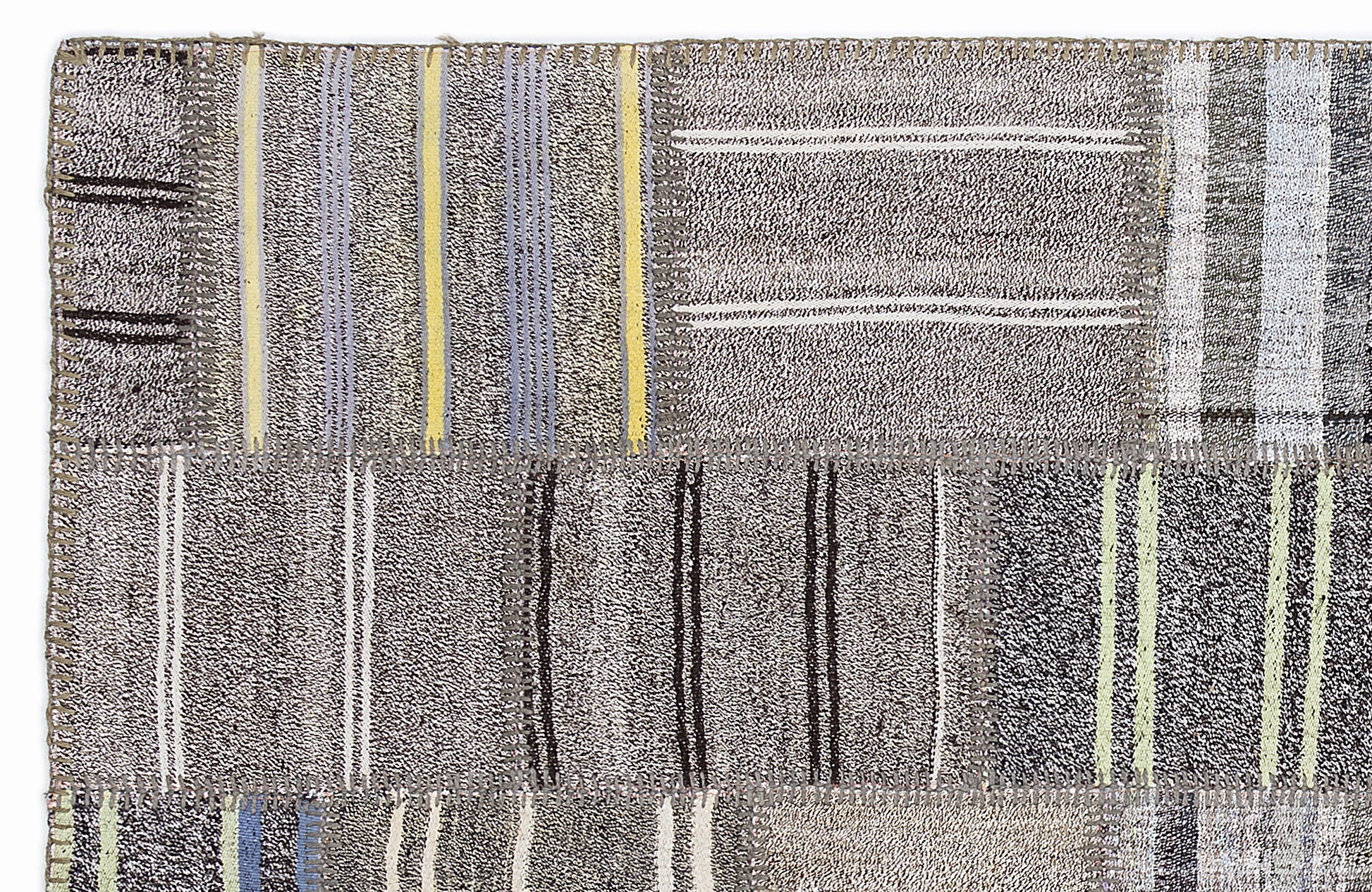 Teselya Gri Çizgili Yün El Dokuma Halısı 160 x 230 Apex Unique
