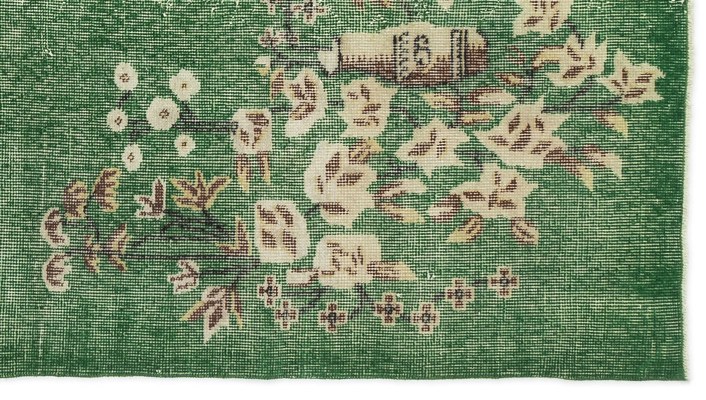 Atina Yeşil Eskitme Yün El Dokuma Halısı 112 x 202 Apex Unique