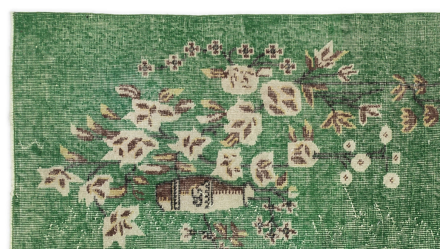 Atina Yeşil Eskitme Yün El Dokuma Halısı 112 x 202 Apex Unique