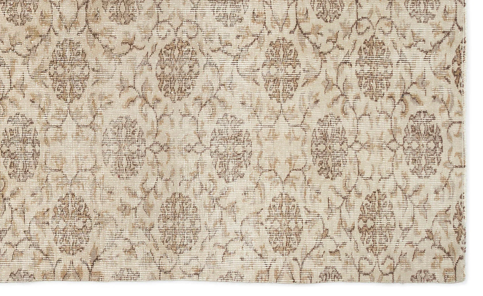Bej Anadolu Eskitme Çiçekli Yün Halı 145x238 - Özel Seri