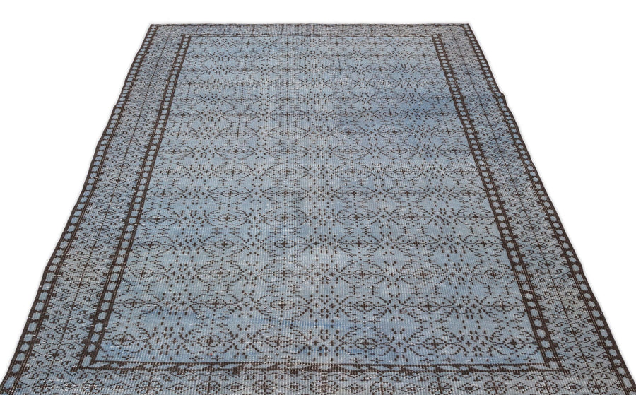 Mavi Anadolu Madalyonlu Çiçekli Yün Halı 149x267 - Özel Seri