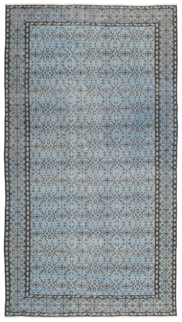 Mavi Anadolu Madalyonlu Çiçekli Yün Halı 149x267 - Özel Seri