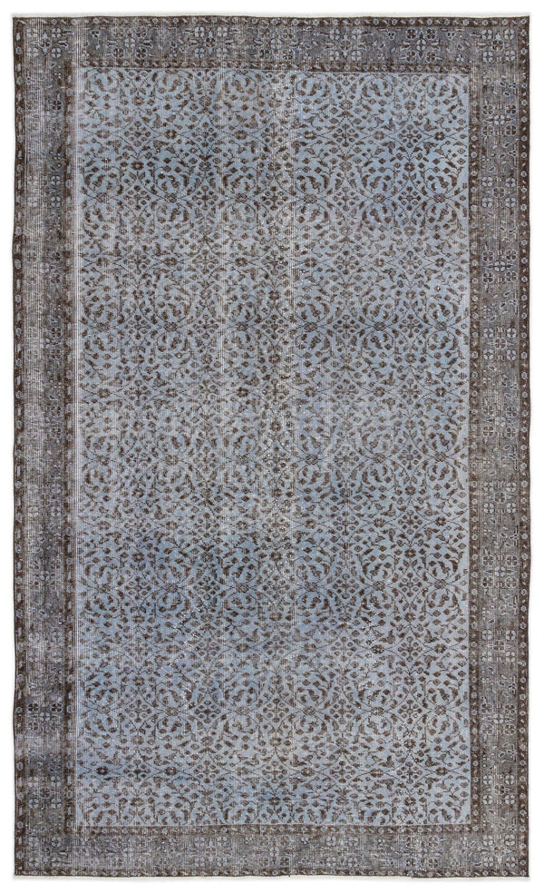 Mavi Anadolu Eskitme Çiçekli Yün Halı 165x276 - Özel Seri