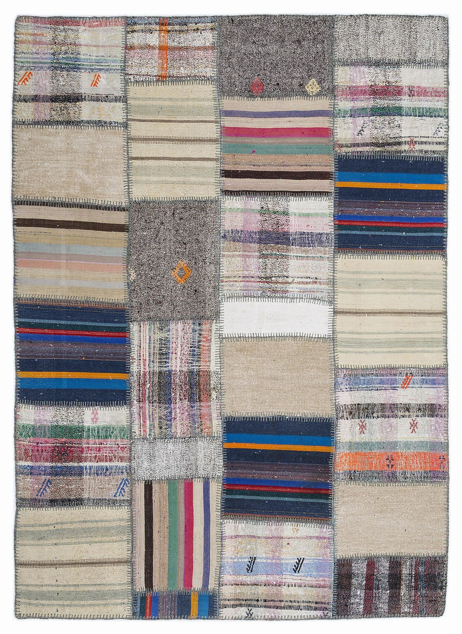 Bej Anadolu Bohem Geometrik Yün Halı 160x230 - Özel Seri
