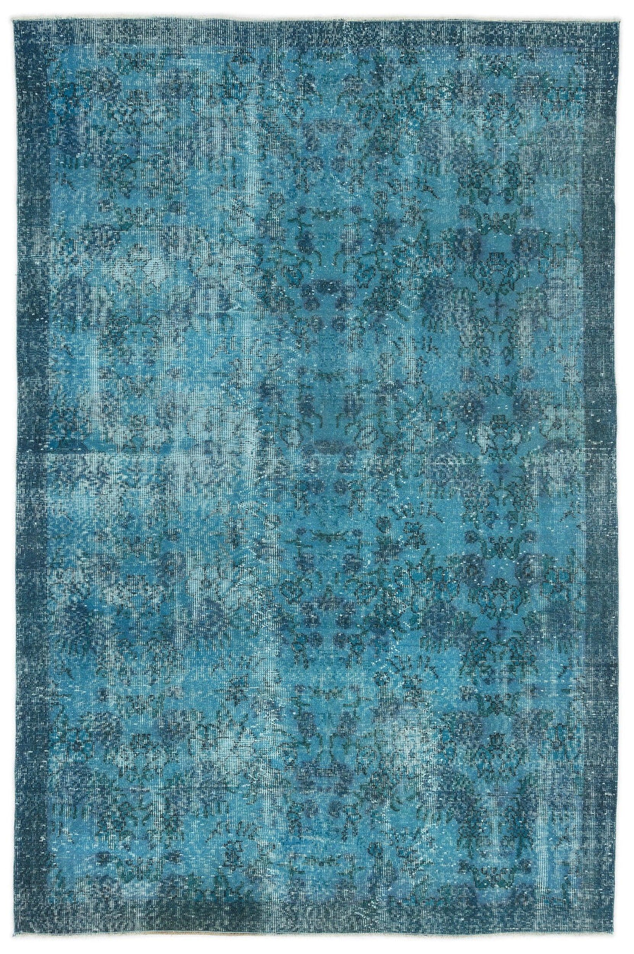 Blue and Navy Abstract Hand-Knotted Wool Rug 161x236 cm (5'3" x 7'9") – in the living room