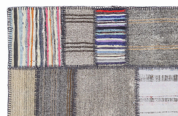 Beyaz Gri Anadolu Geometrik Modern Yün Halı 160x230 - Özel Seri