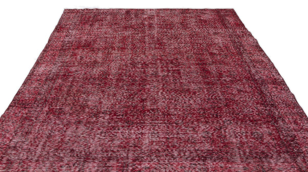 Kırmızı Anadolu Eskitme Geometrik Yün Halı 214x310 - Özel Seri