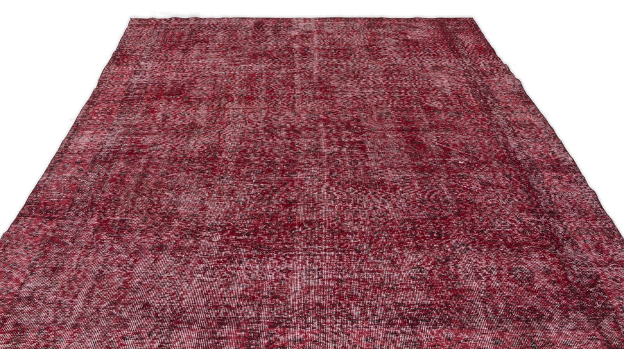 Burgundy and Grey Abstract Vintage Wool Rug 214x310 cm (7' x 10'2") – in the living room
