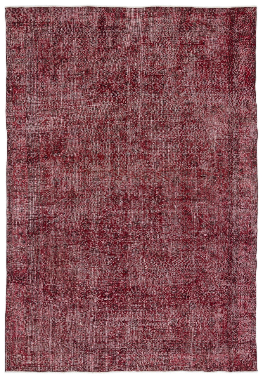 Kırmızı Anadolu Eskitme Geometrik Yün Halı 214x310 - Özel Seri