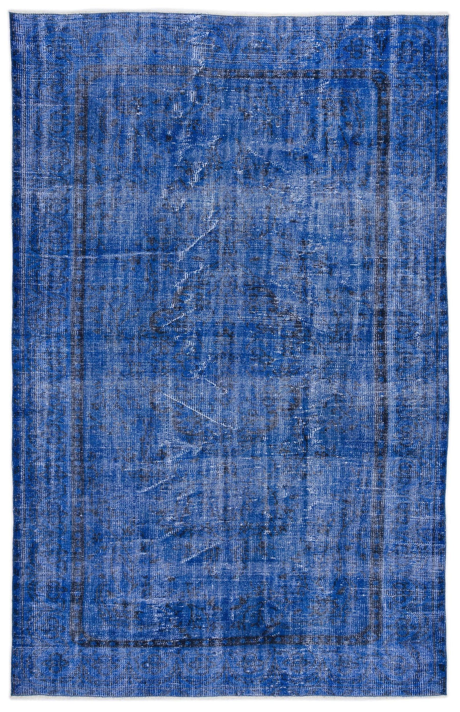 Abstract Blue & Grey Hand-Knotted Wool Rug 178x287 cm (5'10" x 9'5") – in the hallway