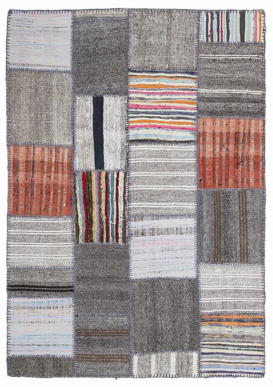 Gri Anadolu Bohem Geometrik Yün Halı 160x230 - Özel Seri
