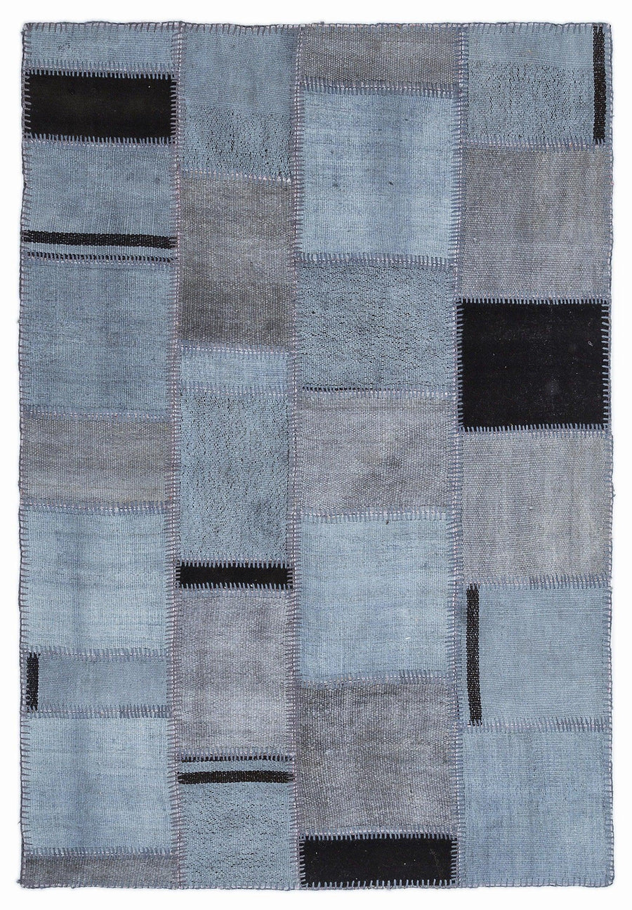 Mavi Anadolu Geometrik Modern Yün Halı 160x230 - Özel Seri