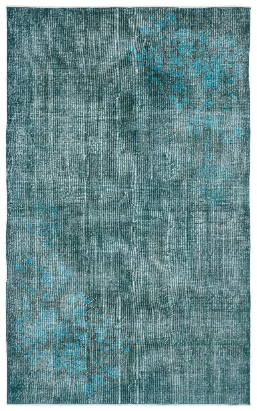 Abstract Turquoise & Grey Melange Wool Rug 168x275 cm (5'6" x 9') – in the hallway