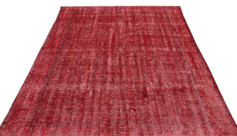 Kırmızı Anadolu Eskitme Çiçekli Yün Halı 175x301 - Özel Seri