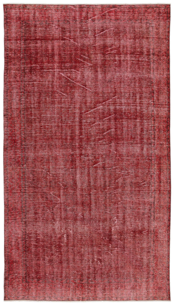Kırmızı Anadolu Eskitme Çiçekli Yün Halı 175x301 - Özel Seri