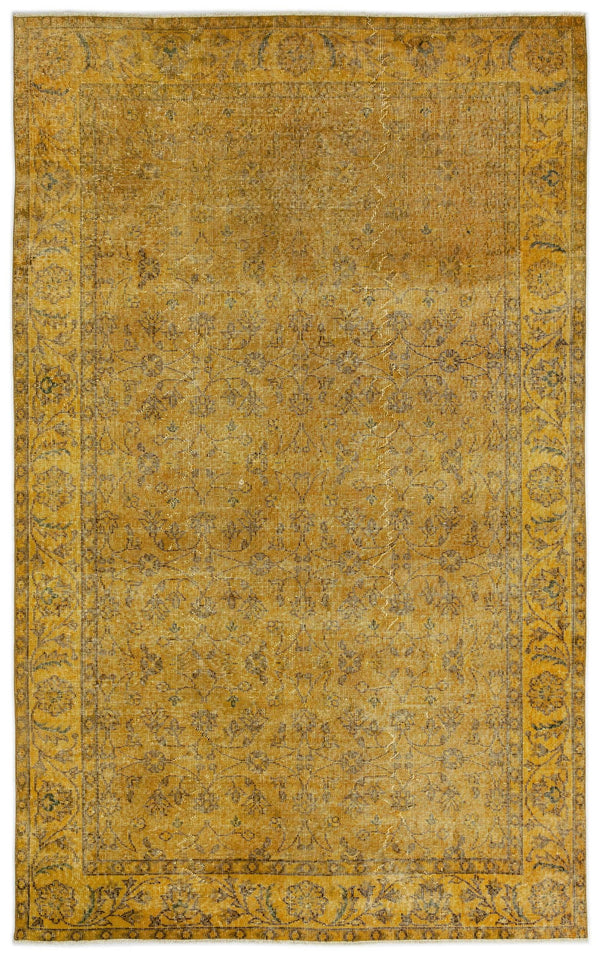 Sarı Bohem Eskitme Yün Halı 165x264