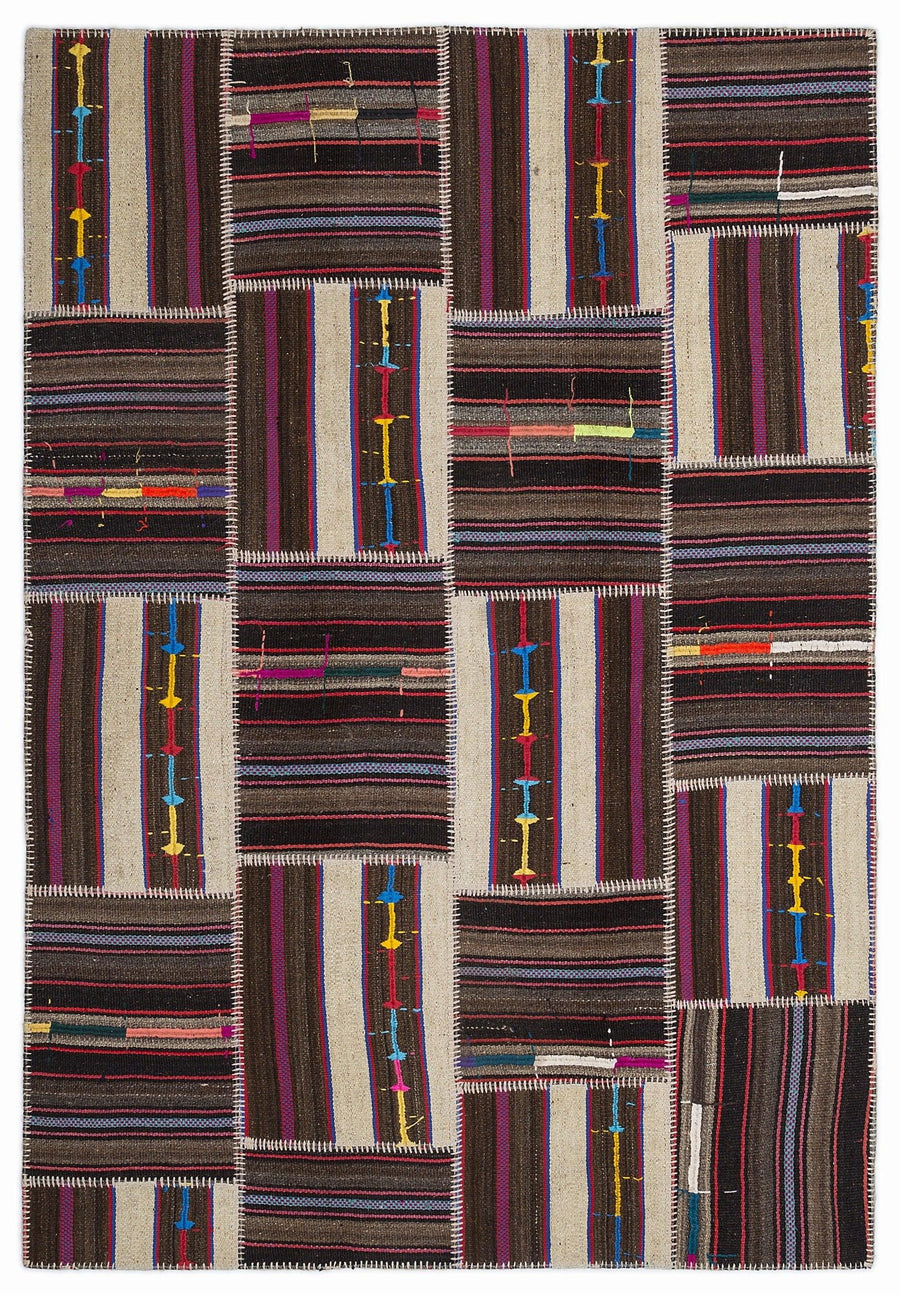Bej Anadolu Bohem Geometrik Yün Halı 160x230 - Özel Seri