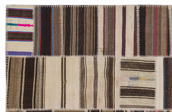 Bej Anadolu Bohem Geometrik Yün Halı 160x230 - Özel Seri
