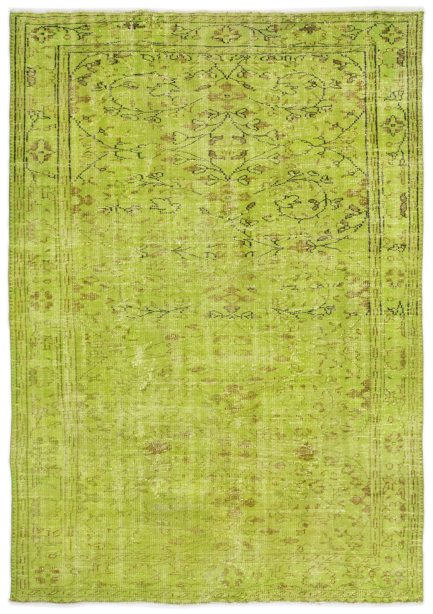 Atina Yeşil Eskitme Yün El Dokuma Halısı 184 x 256 Apex Unique