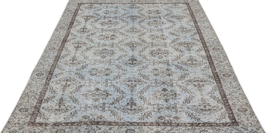 Mavi Anadolu Madalyonlu Çiçekli Yün Halı 160x278 - Özel Seri