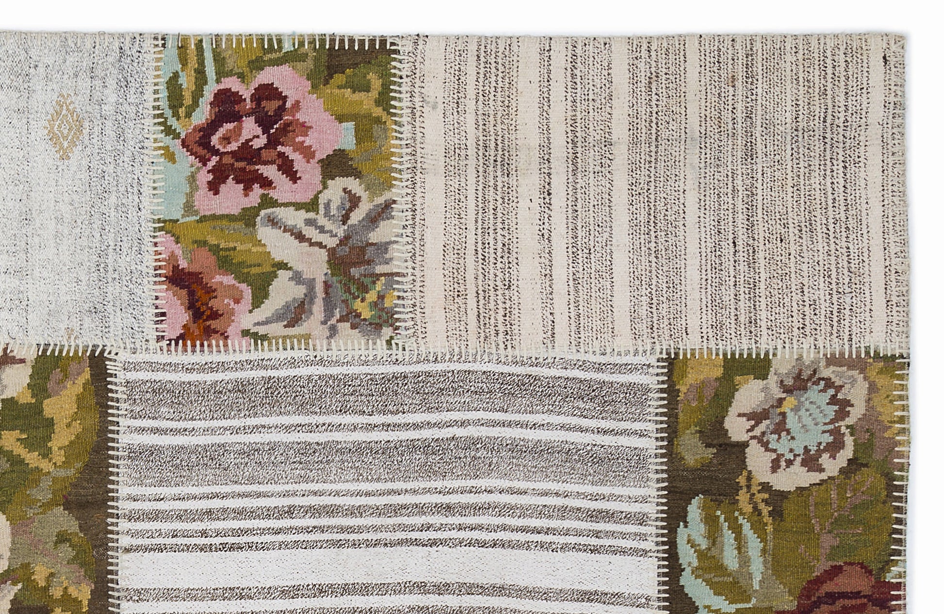 Teselya Bej Çiçekli Yün El Dokuma Halısı 160 x 230 Apex Unique