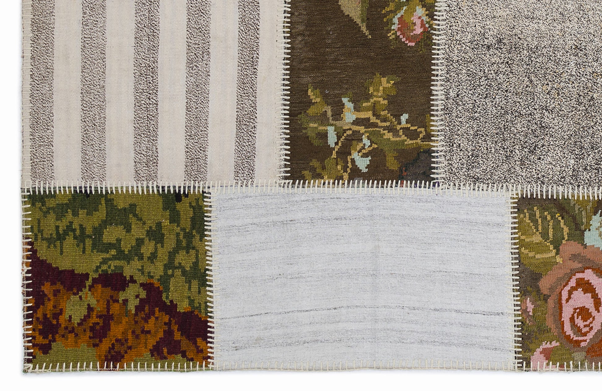 Teselya Bej Çiçekli Yün El Dokuma Halısı 160 x 230 Apex Unique