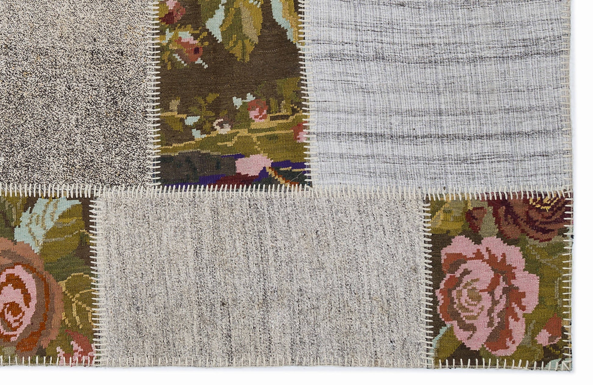 Teselya Bej Çiçekli Yün El Dokuma Halısı 160 x 230 Apex Unique