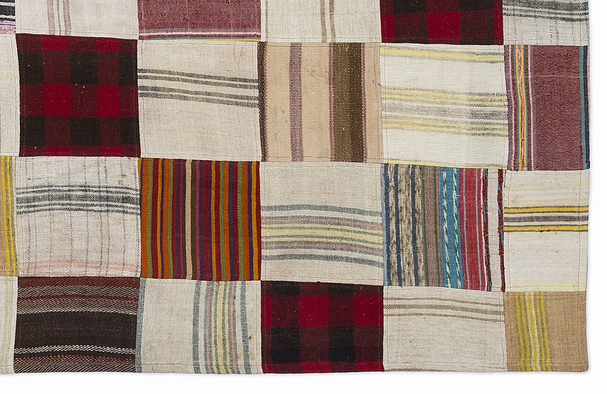 Teselya Bej Patchwork Yün El Dokuma Halısı 160 x 230 Apex Unique