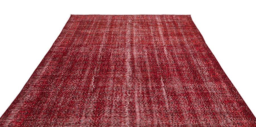 Kırmızı Anadolu Eskitme Geometrik Yün Halı 208x316 - Özel Seri