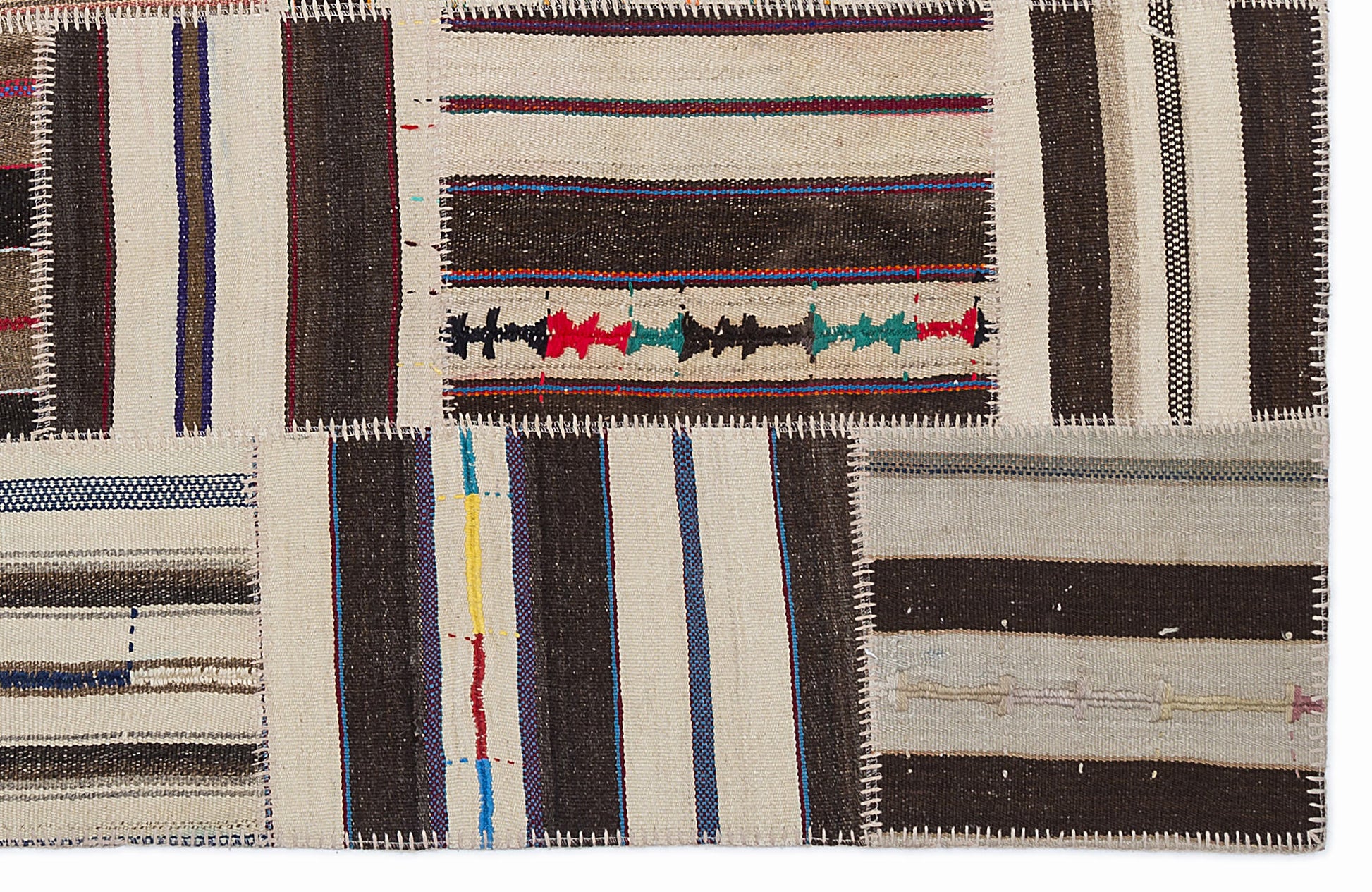 Teselya Bej Çizgili Yün El Dokuma Halısı 160 x 230 Apex Unique