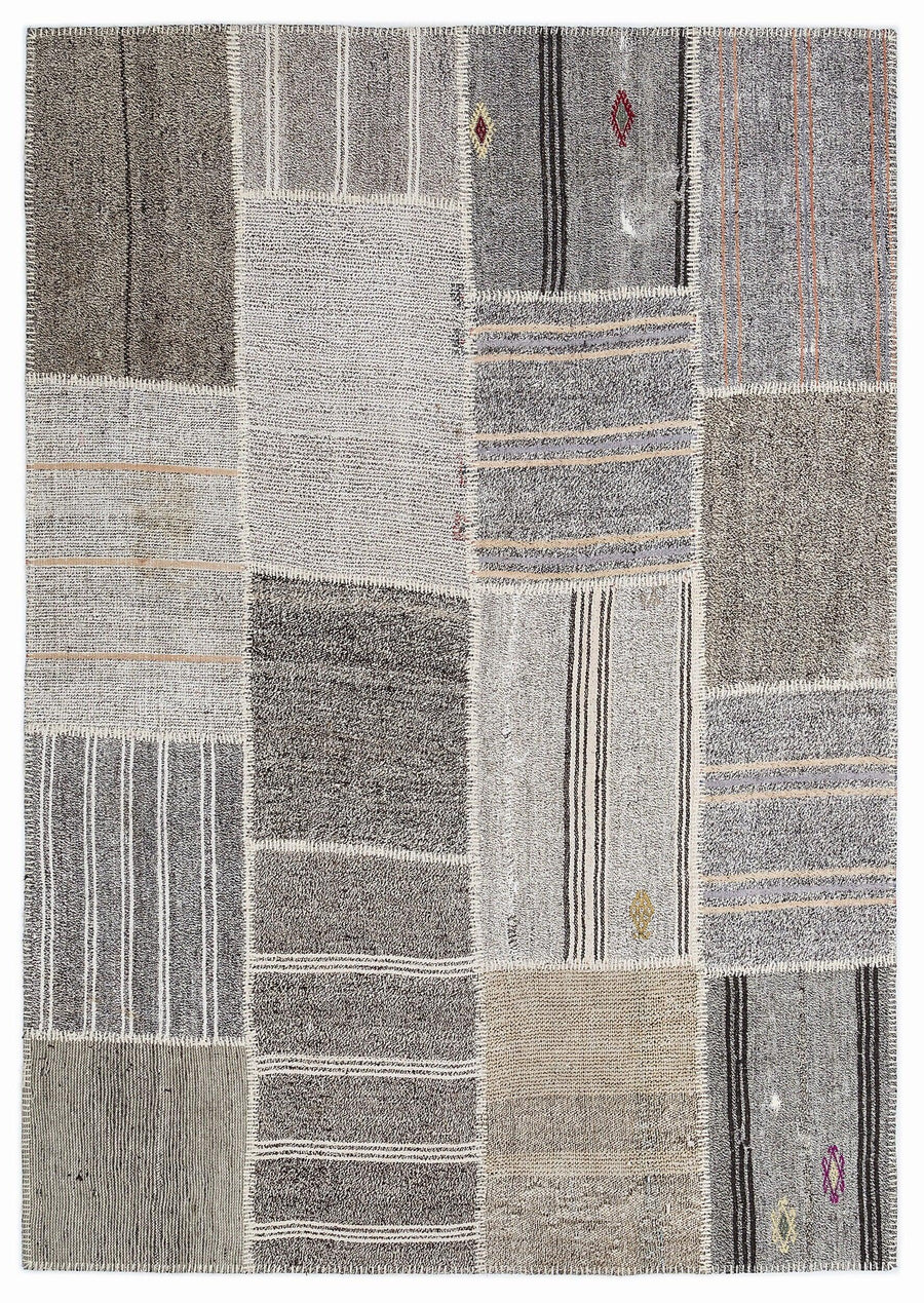 Bej Anadolu Bohem Geometrik Yün Halı 160x230 - Özel Seri