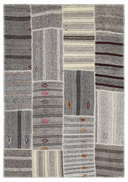 Teselya Bej Çizgili Yün El Dokuma Halısı 160 x 230 Apex Unique