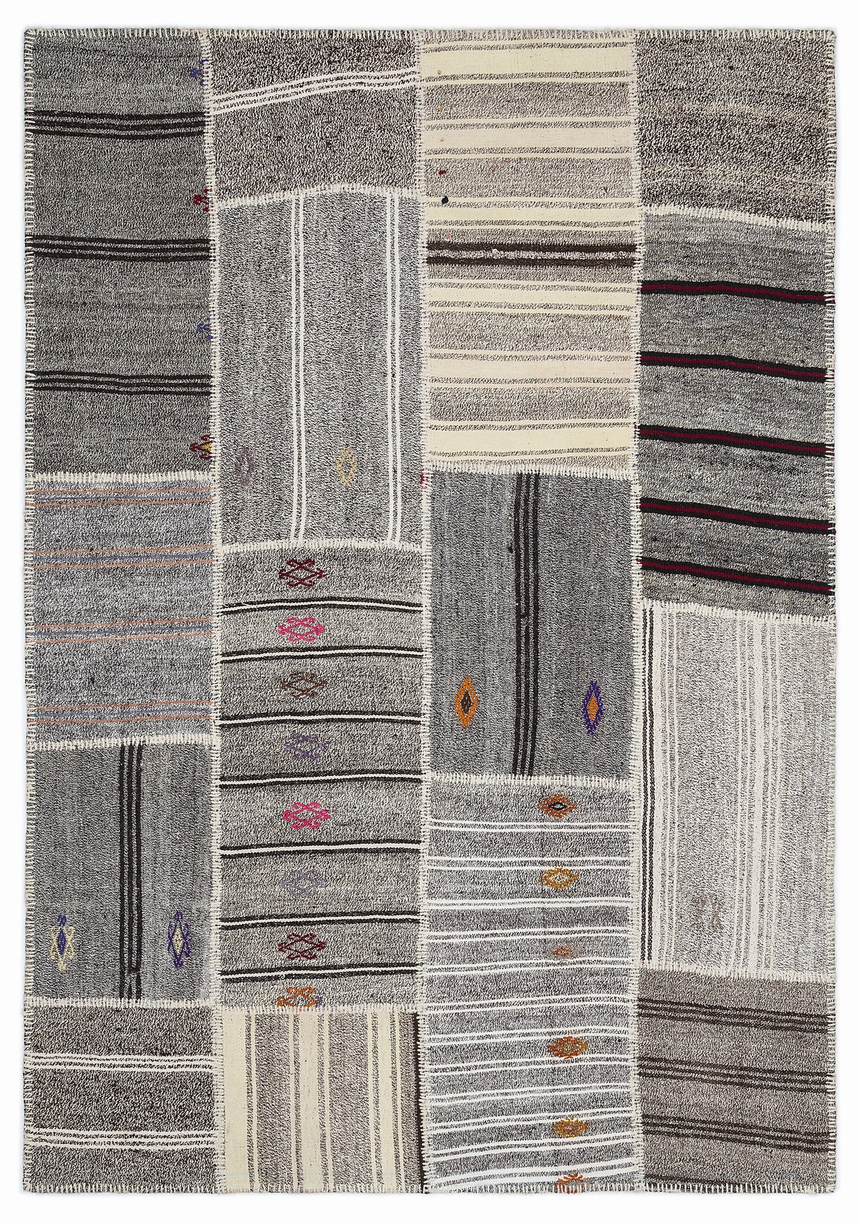 Teselya Bej Çizgili Yün El Dokuma Halısı 160 x 230 Apex Unique