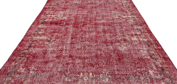Kırmızı Anadolu Eskitme Çiçekli Yün Halı 213x336 - Özel Seri