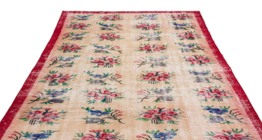 Krem Isparta Eskitme Çiçekli Yün Halı 173x310 - Özel Seri