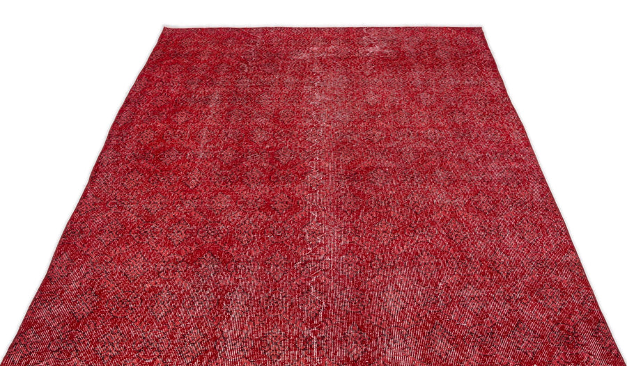 Kırmızı Anadolu Eskitme Geometrik Yün Halı 156x275 - Özel Seri