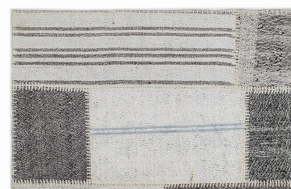 Gri Anadolu Geometrik Modern Yün Halı 120x172 - Özel Seri