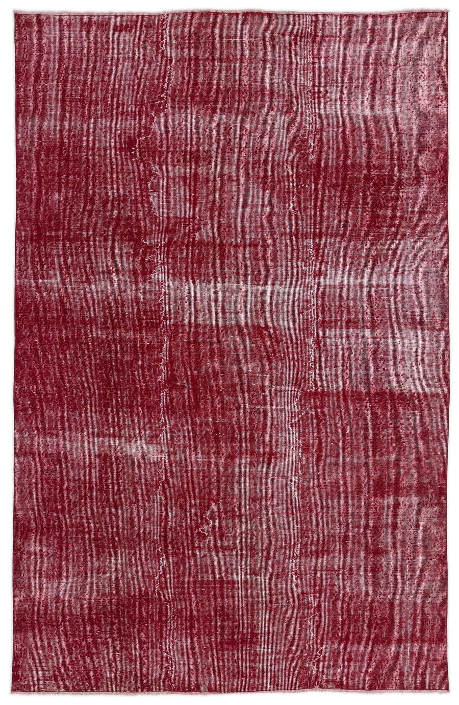 Red and White Abstract Hand-Knotted Wool Rug 174x277 cm (5'9" x 9'1") – in the living room