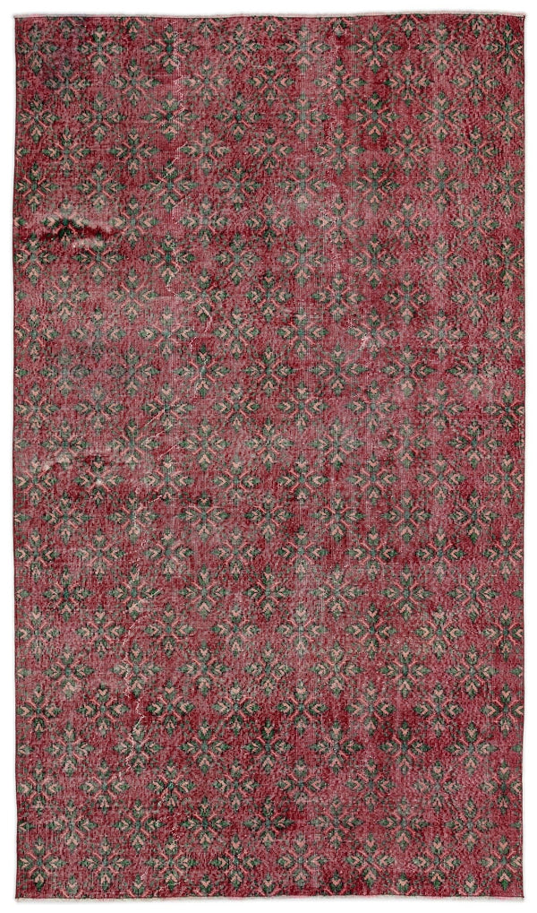 Kırmızı Anadolu Eskitme Geometrik Yün Halı 168x294 - Özel Seri