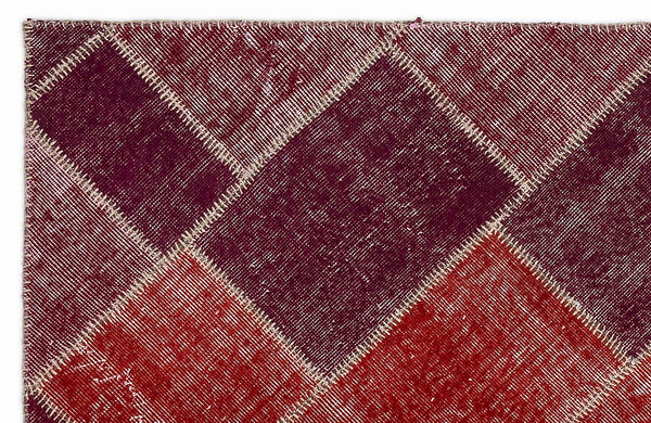 Kırmızı Anadolu Eskitme Geometrik Yün Halı 120x180 - Özel Seri