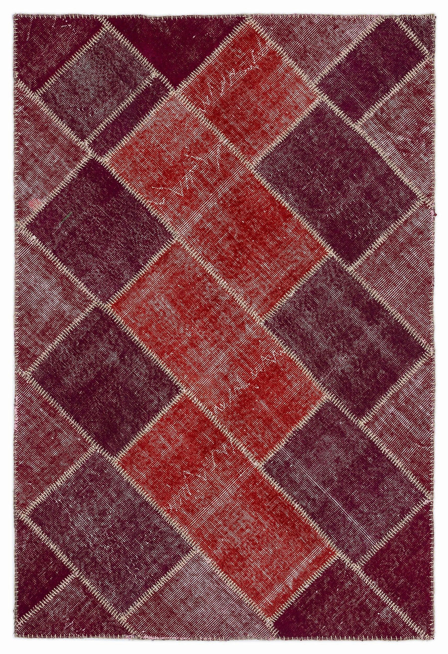 Kırmızı Anadolu Eskitme Geometrik Yün Halı 120x180 - Özel Seri