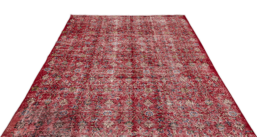 Kırmızı Anadolu Eskitme Madalyonlu Yün Halı 175x268 - Özel Seri