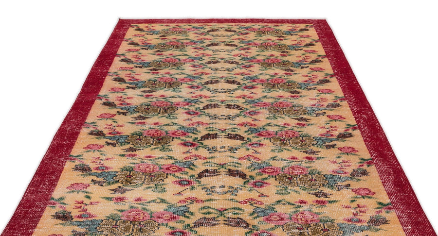 Krem Isparta Eskitme Çiçekli Yün Halı 168x269 - Özel Seri