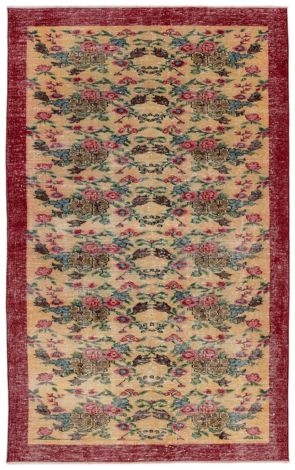 Krem Isparta Eskitme Çiçekli Yün Halı 168x269 - Özel Seri