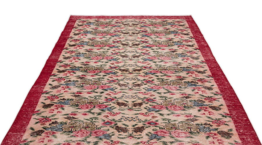 Krem Anadolu Klasik Çiçekli Yün Halı 170x272 - Özel Seri