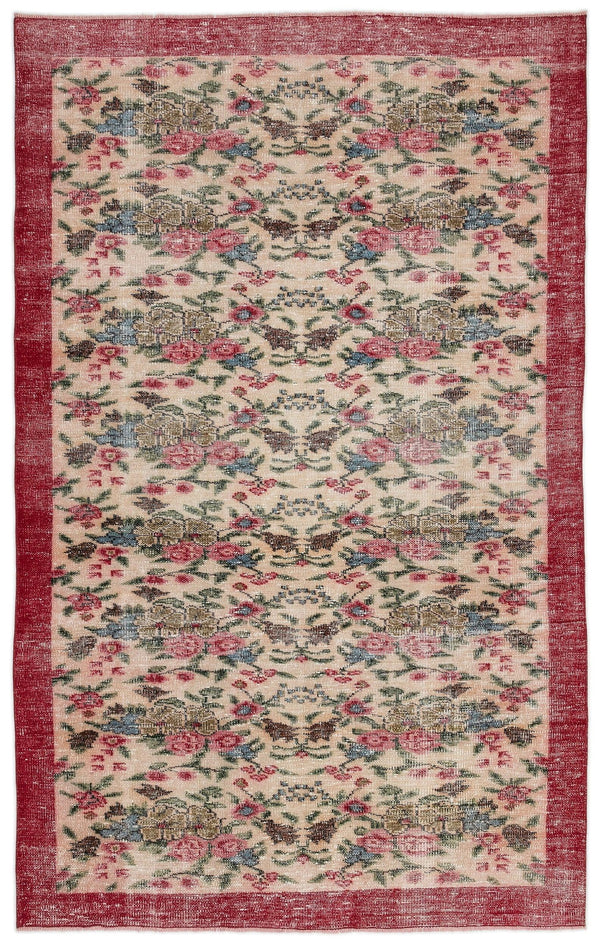 Krem Anadolu Klasik Çiçekli Yün Halı 170x272 - Özel Seri