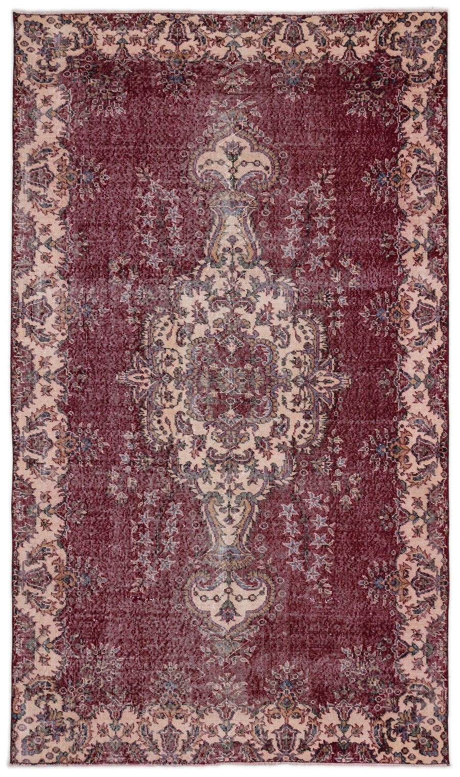 Bordeaux Teppich mit Medaillon | Handgeknüpft 157x270 cm – im Wohnzimmer