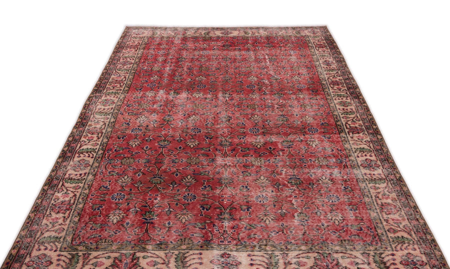 Kırmızı Anadolu Eskitme Klasik Yün Halı 164x289 - Özel Seri
